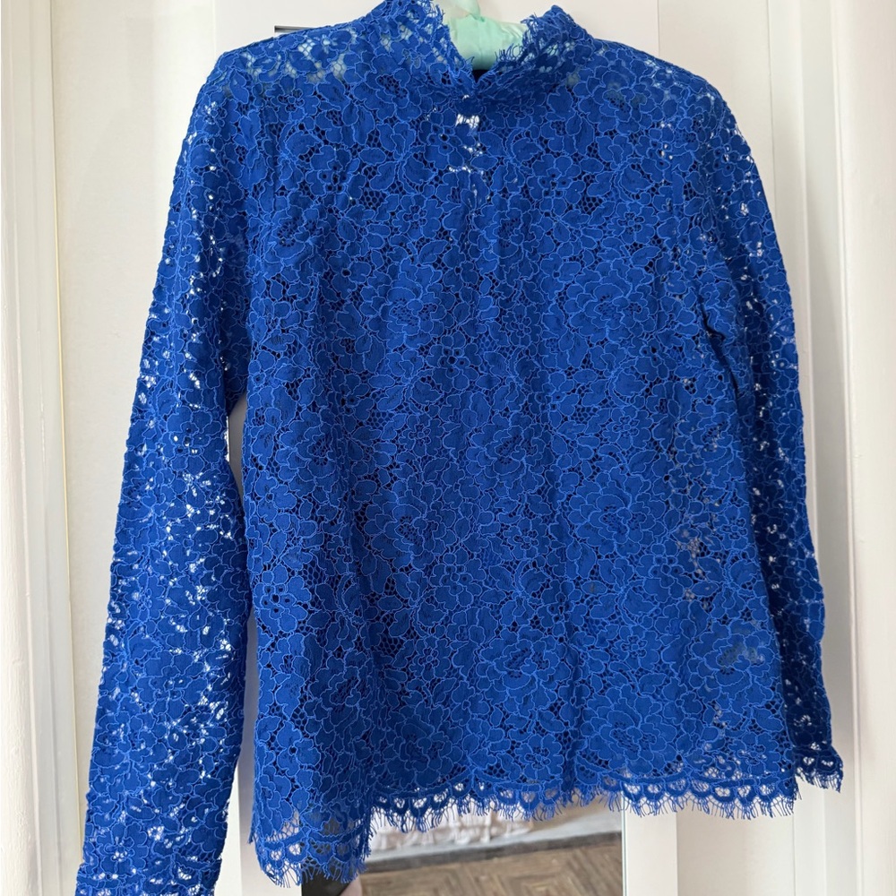J.Crew Royal Blue Lace High-Neck Blouse – Size 00 Blouse